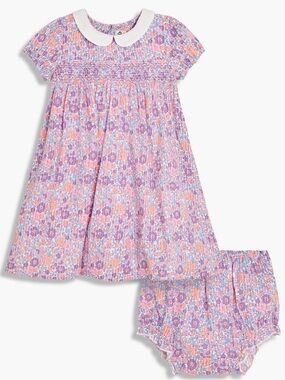 JOJO MAMAN BEBE Tropical Floral Smocked Dress & Bloomers Set